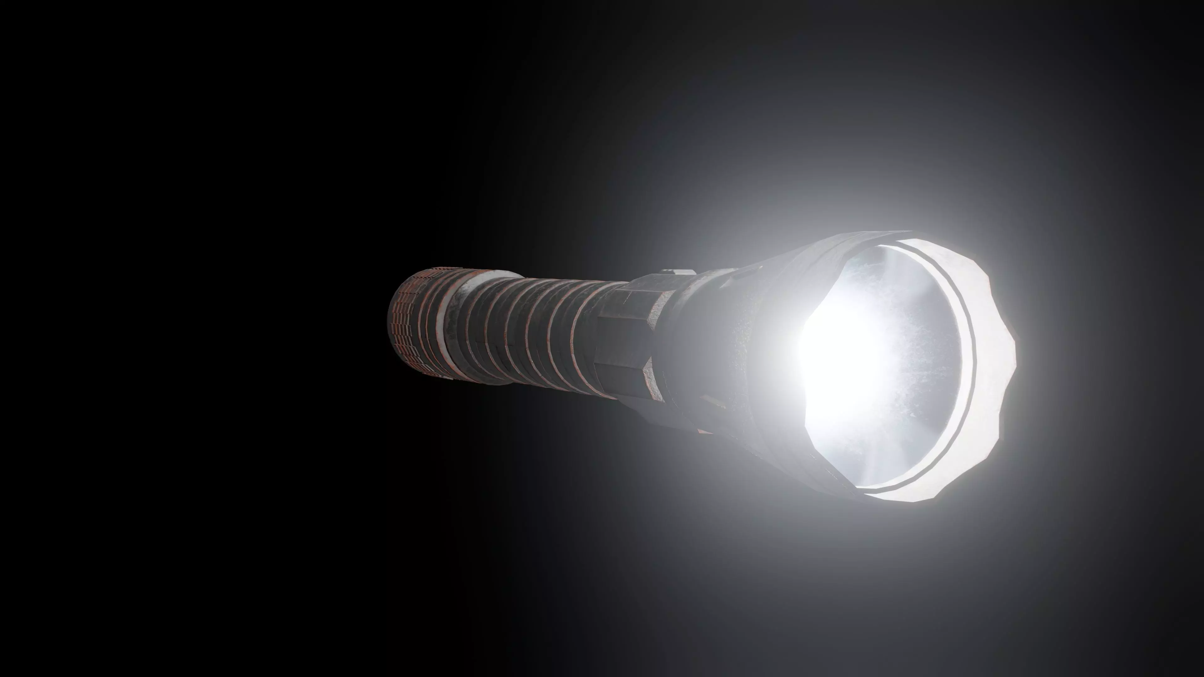 Flashlight rusty Low-poly 3D model_0