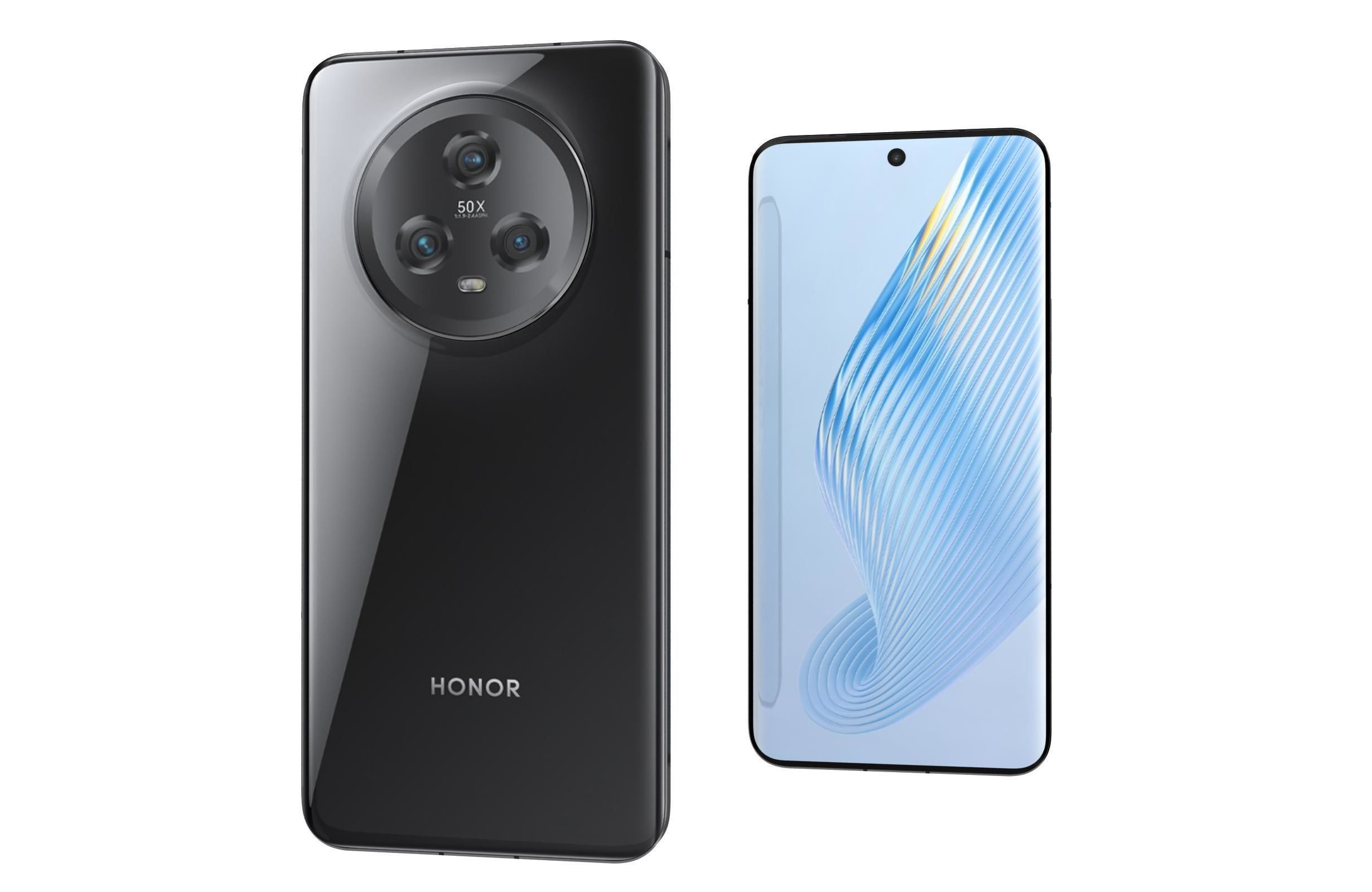 Honor Magic 5 Black Low-poly 3D model_7