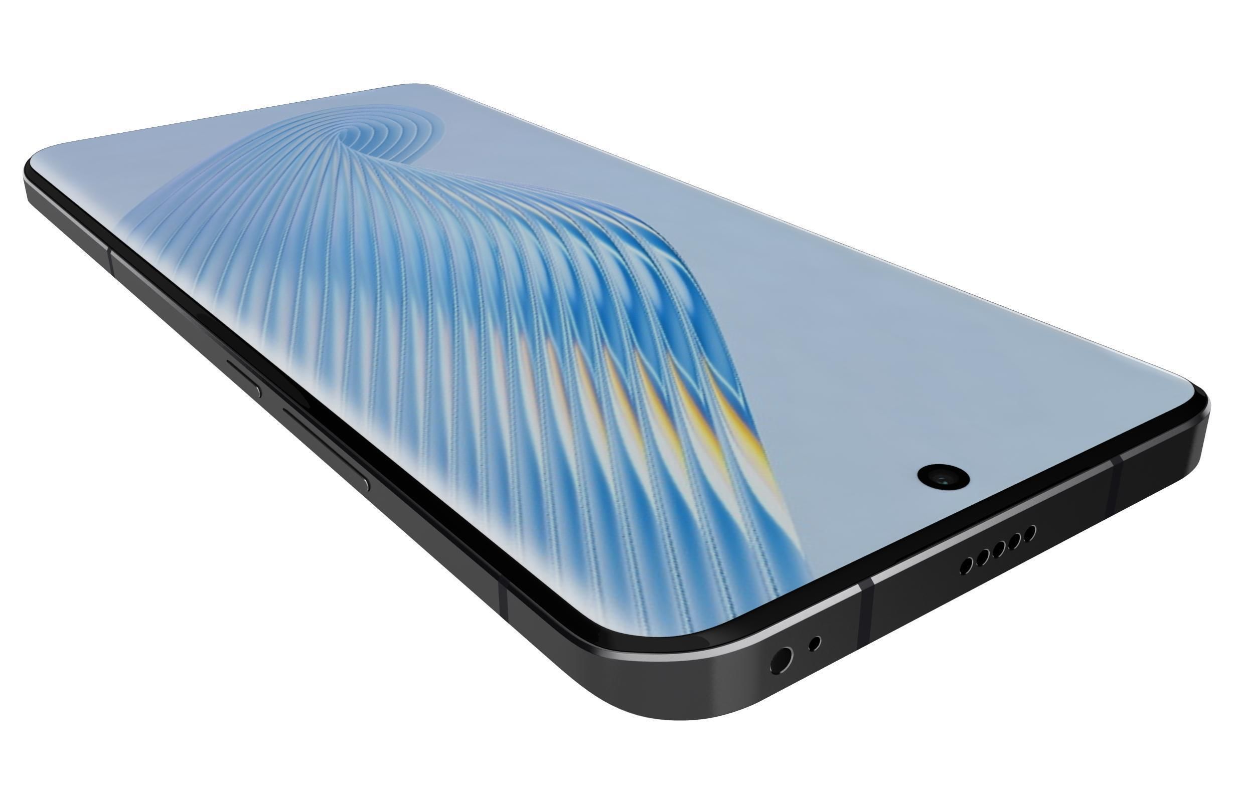 Honor Magic 5 Black Low-poly 3D model_13