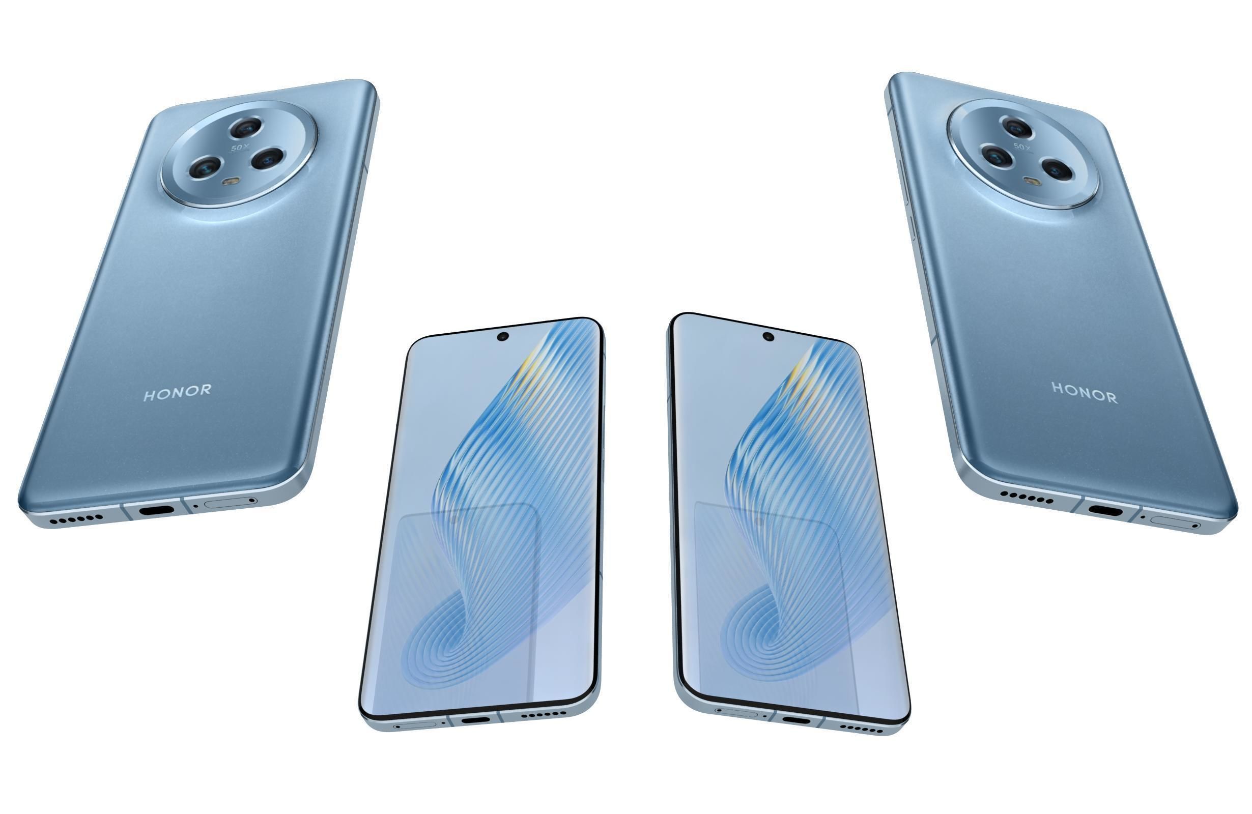 Honor Magic 5 Blue Low-poly 3D model_10