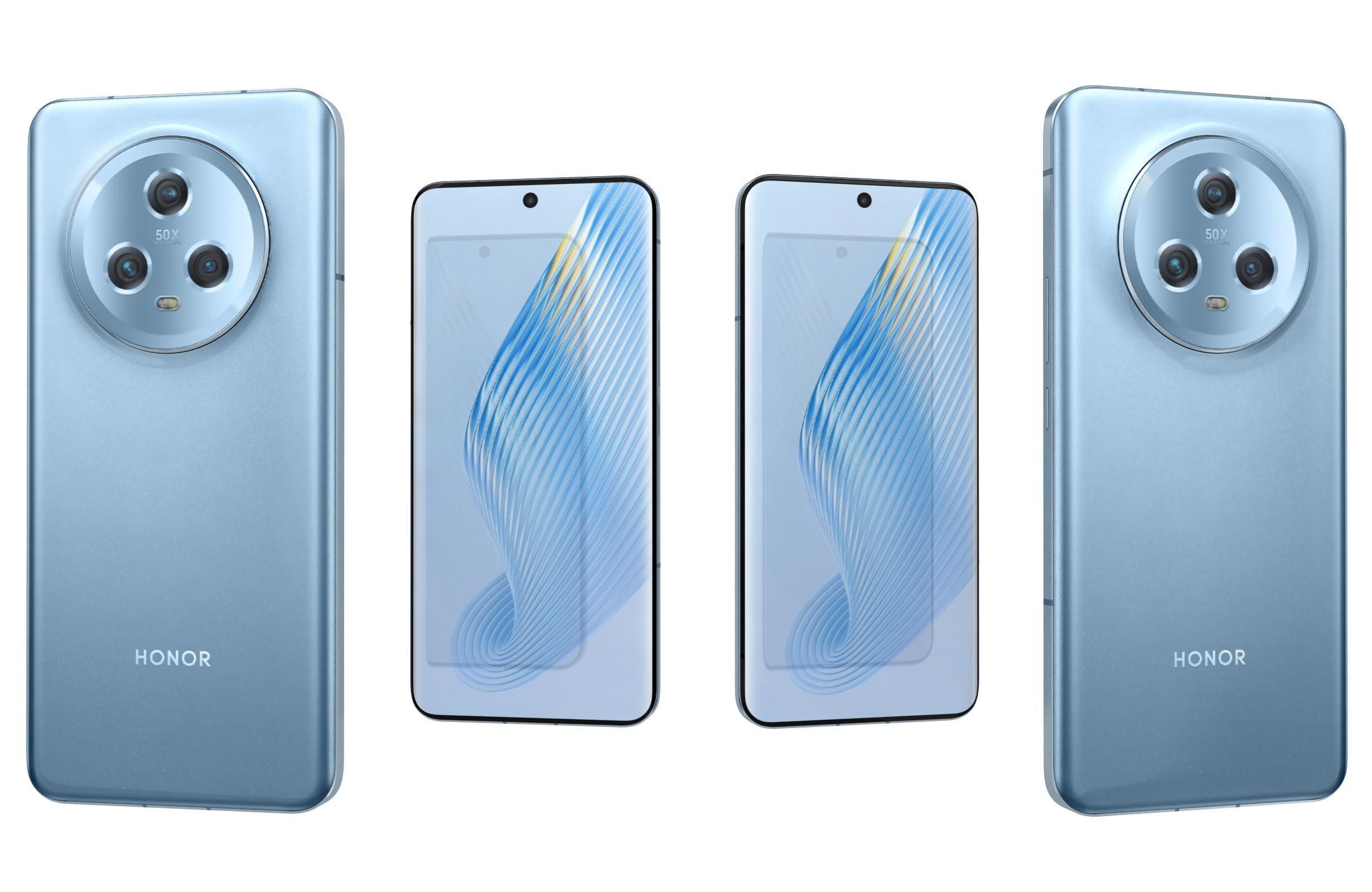 Honor Magic 5 Blue Low-poly 3D model_1