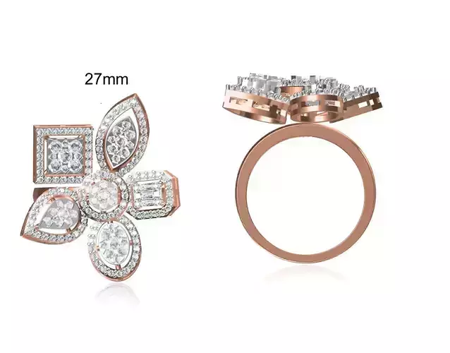 Women Wedding Engagement Ring STL OBJ FBX JCD Details
