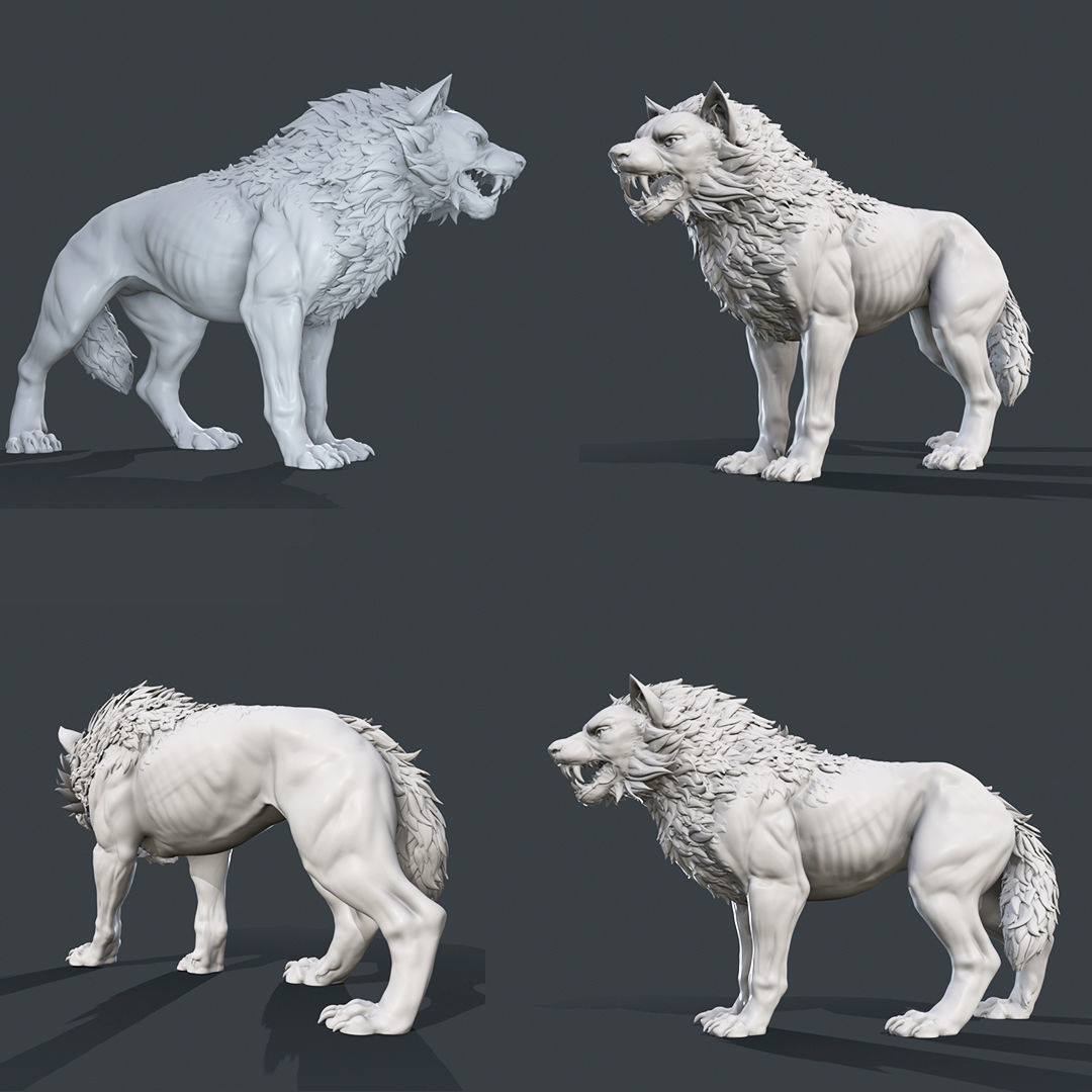 wolf pack  3D print model_2