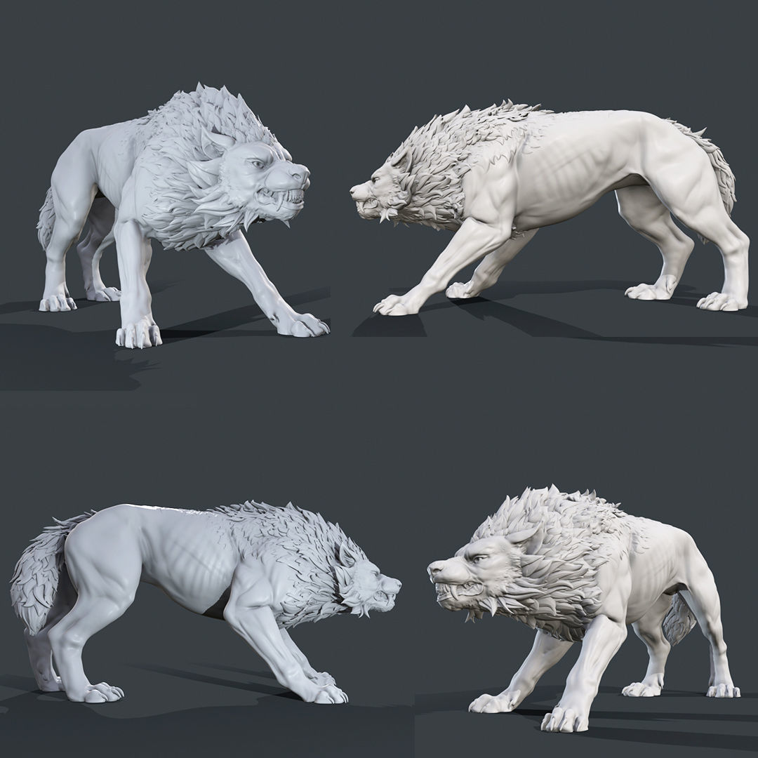 wolf pack  3D print model_4