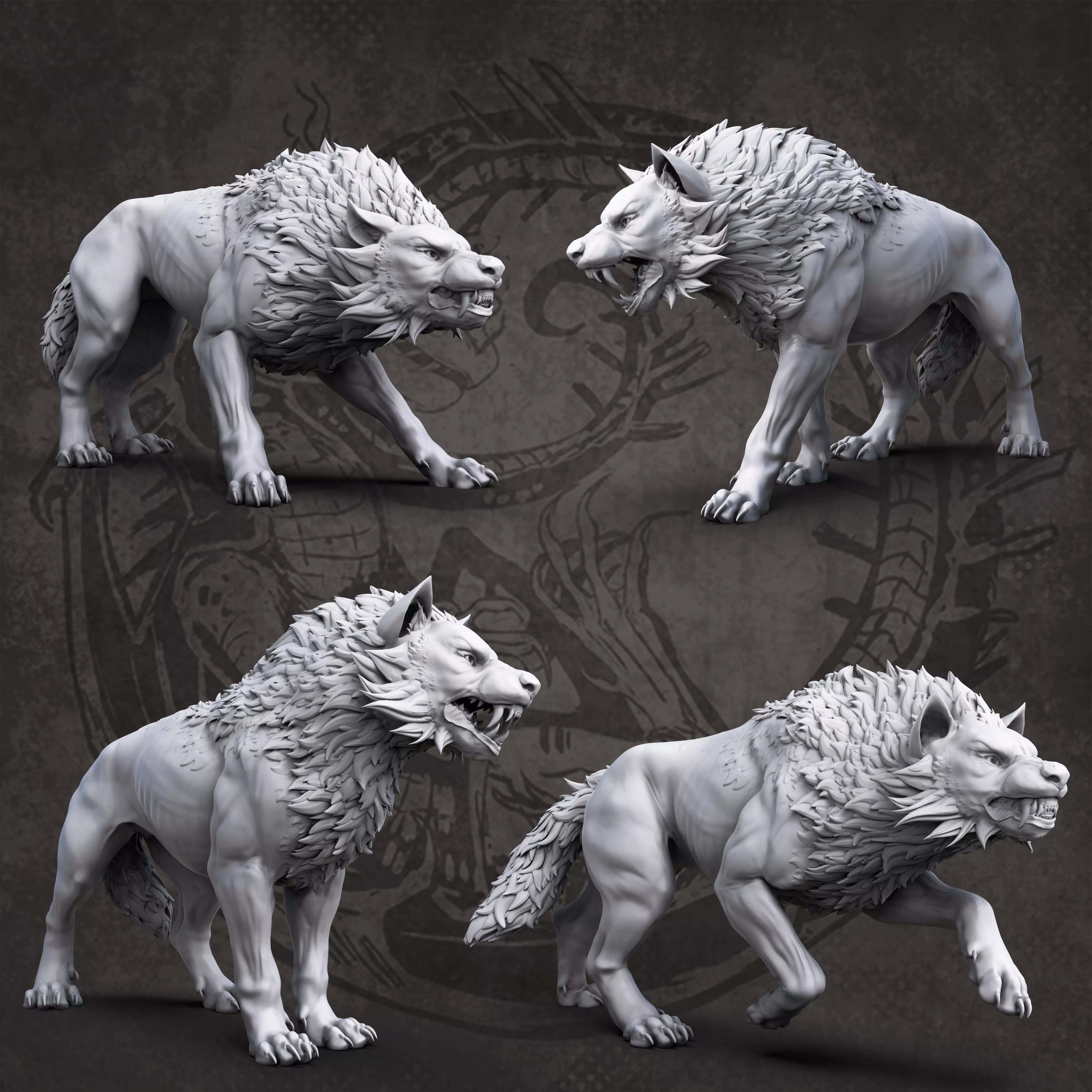 wolf pack  3D print model_0