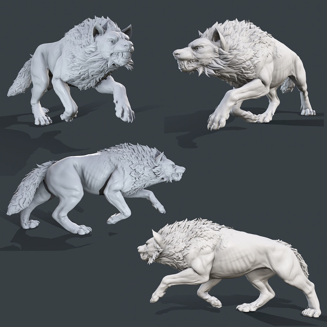 wolf pack  3D print model_5