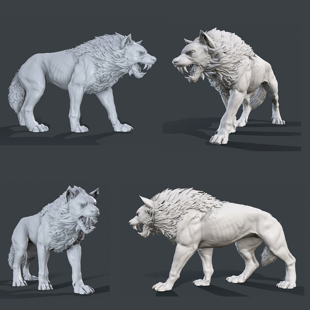 wolf pack  3D print model_3
