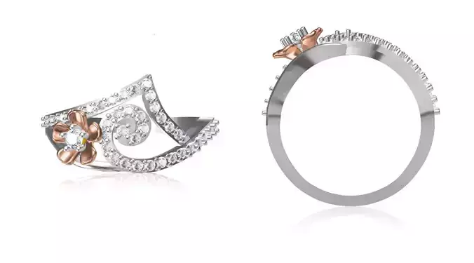 Women Wedding Engagement Ring STL OBJ FBX JCD Details