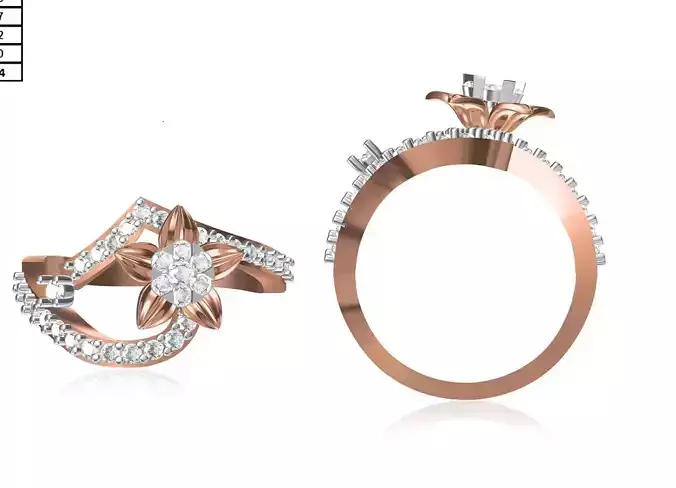 Women Wedding Engagement Ring STL OBJ FBX JCD Details