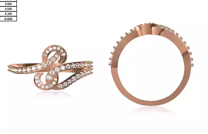 Women Wedding Engagement Ring STL OBJ FBX JCD Details