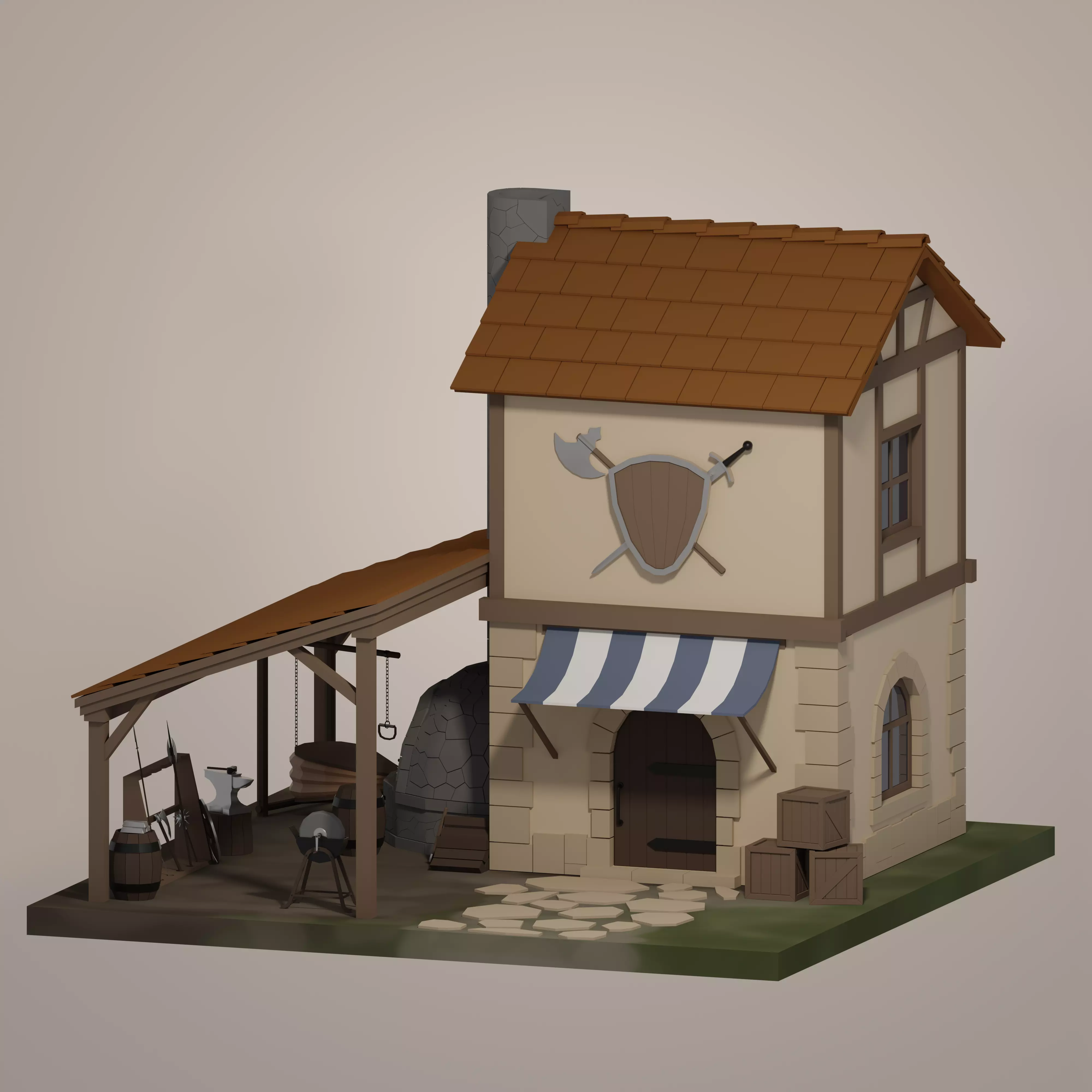 Forge Low-poly 3D model_0