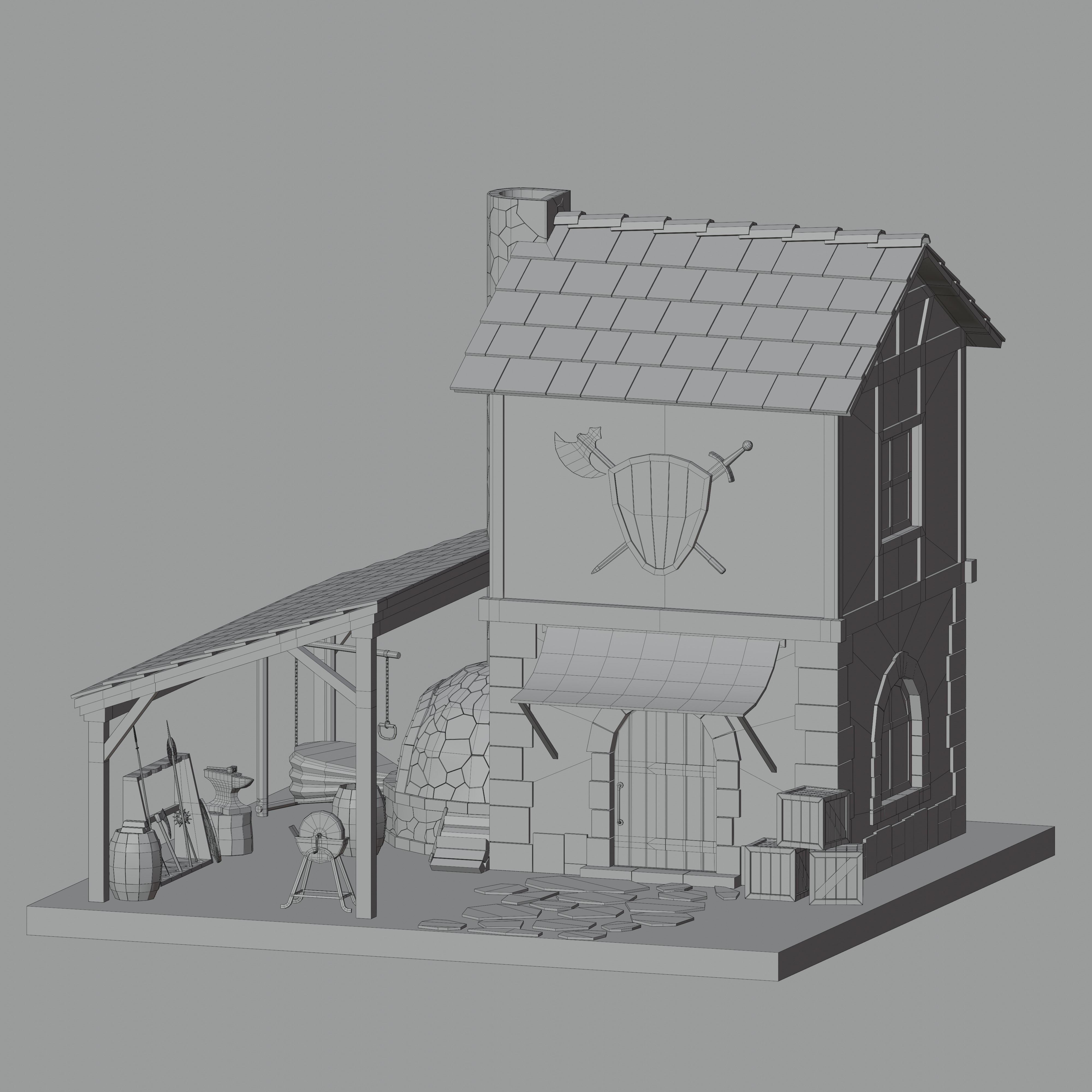 Forge Low-poly 3D model_2