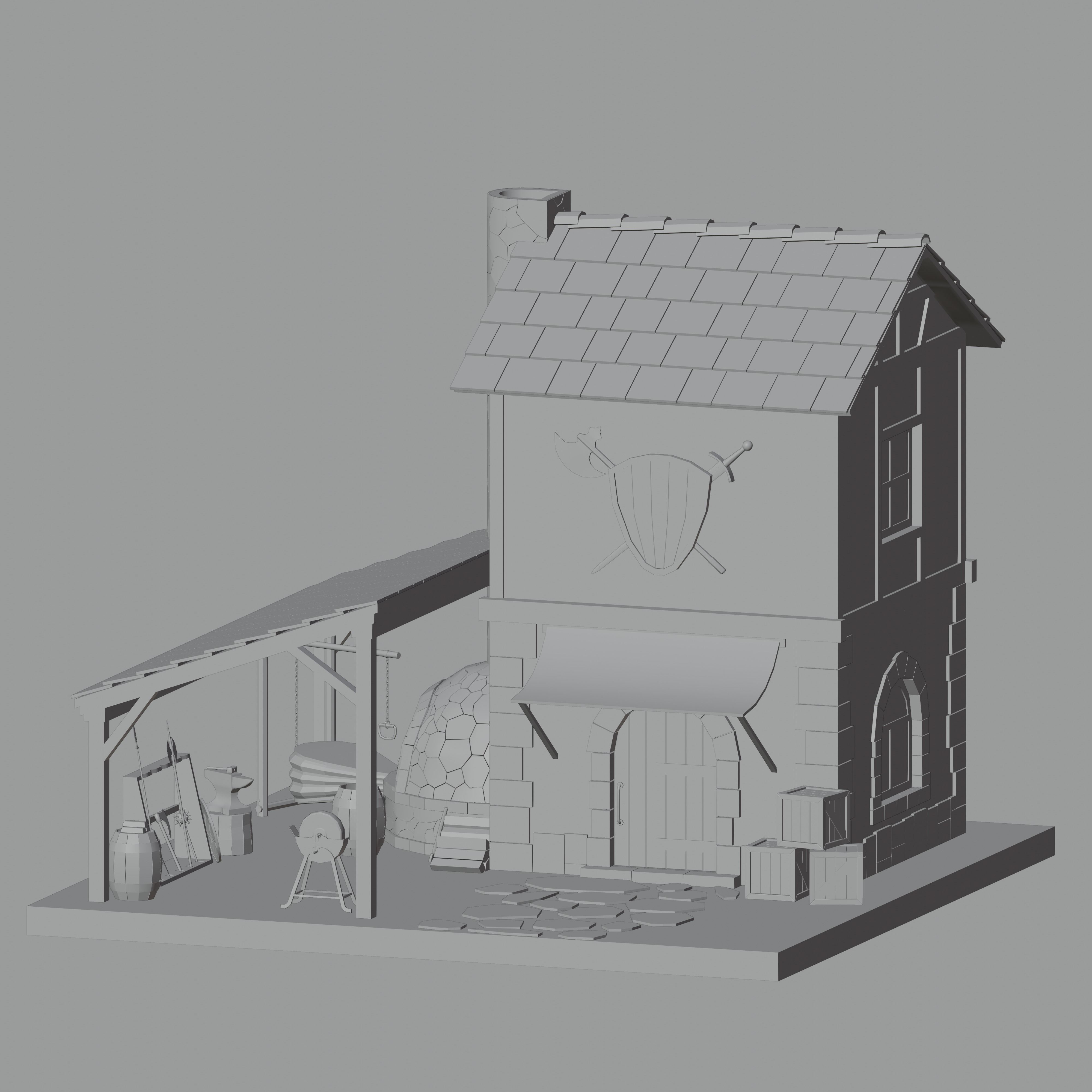 Forge Low-poly 3D model_1