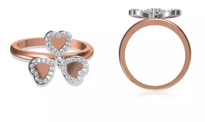 Women Wedding Engagement Heart Ring STL OBJ FBX JCD Details