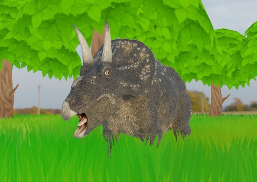 Diceratops Low-poly 3D model_3