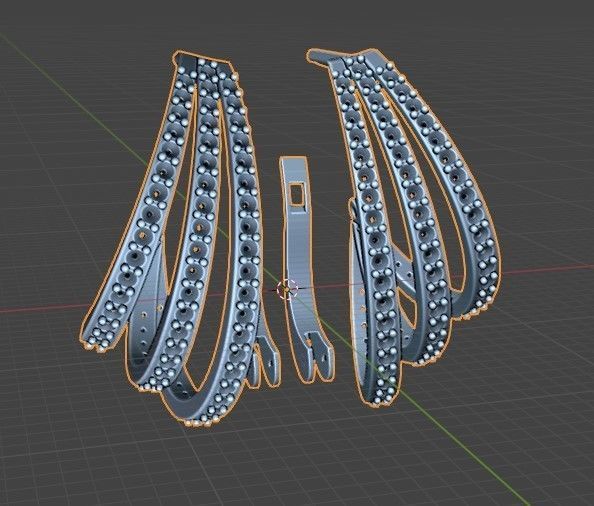 diamond earrings 3D model_1