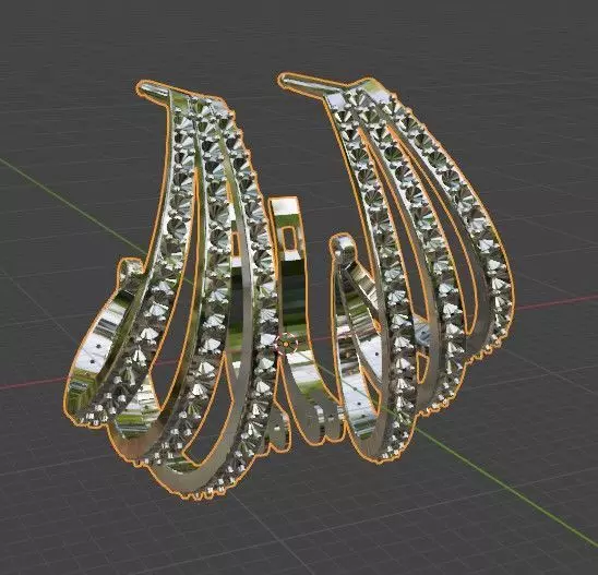 diamond earrings 3D model_0