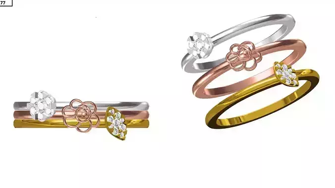 Women Wedding Engagement Ring STL OBJ FBX JCD Details