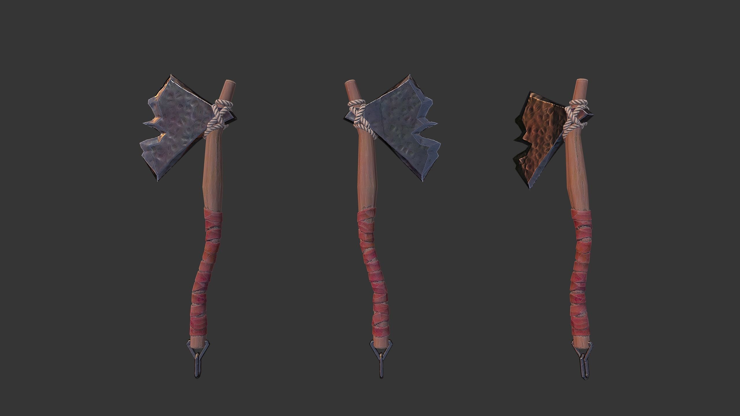 Axe Pack C Low-poly 3D model_13