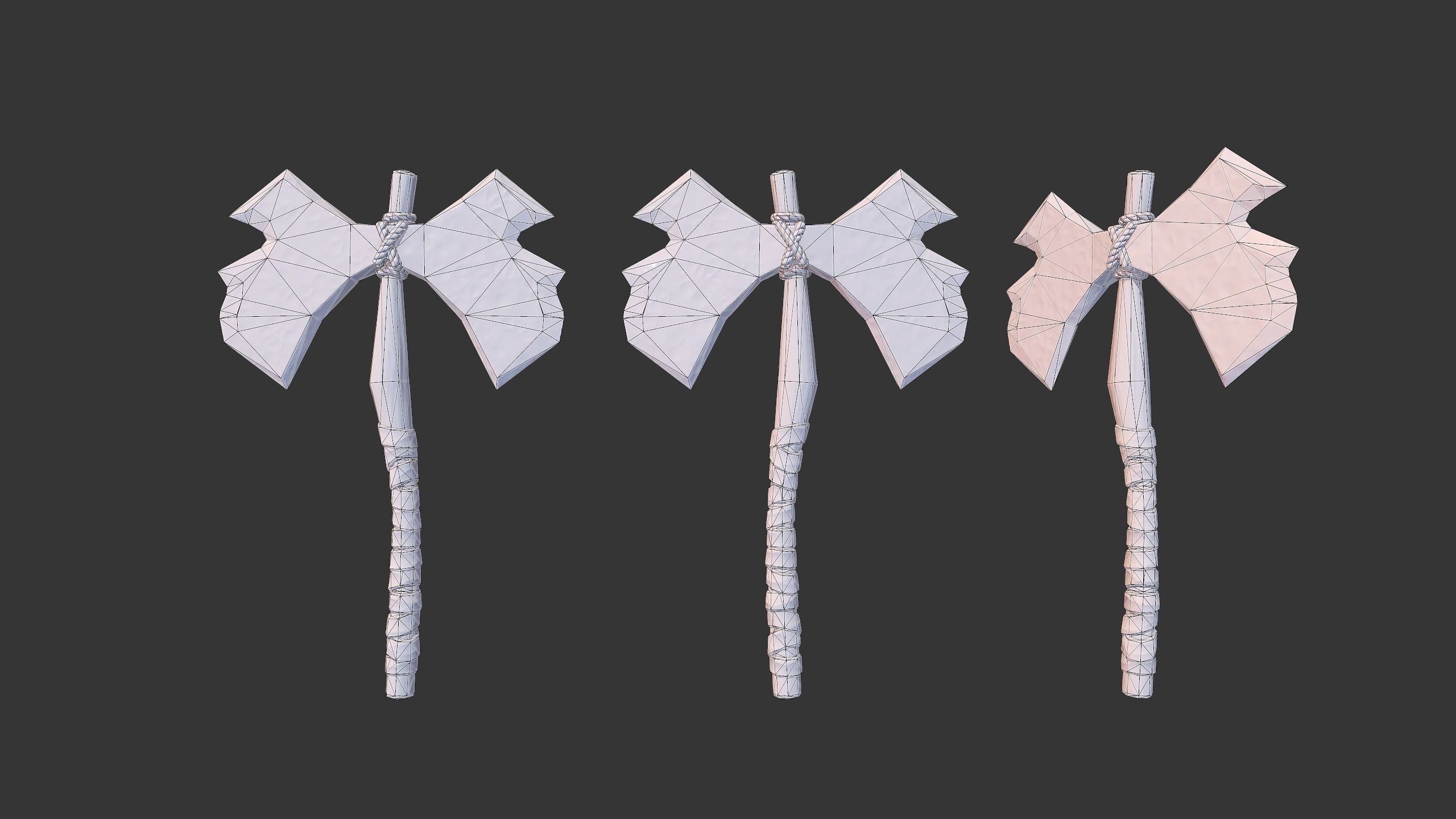 Axe Pack C Low-poly 3D model_12