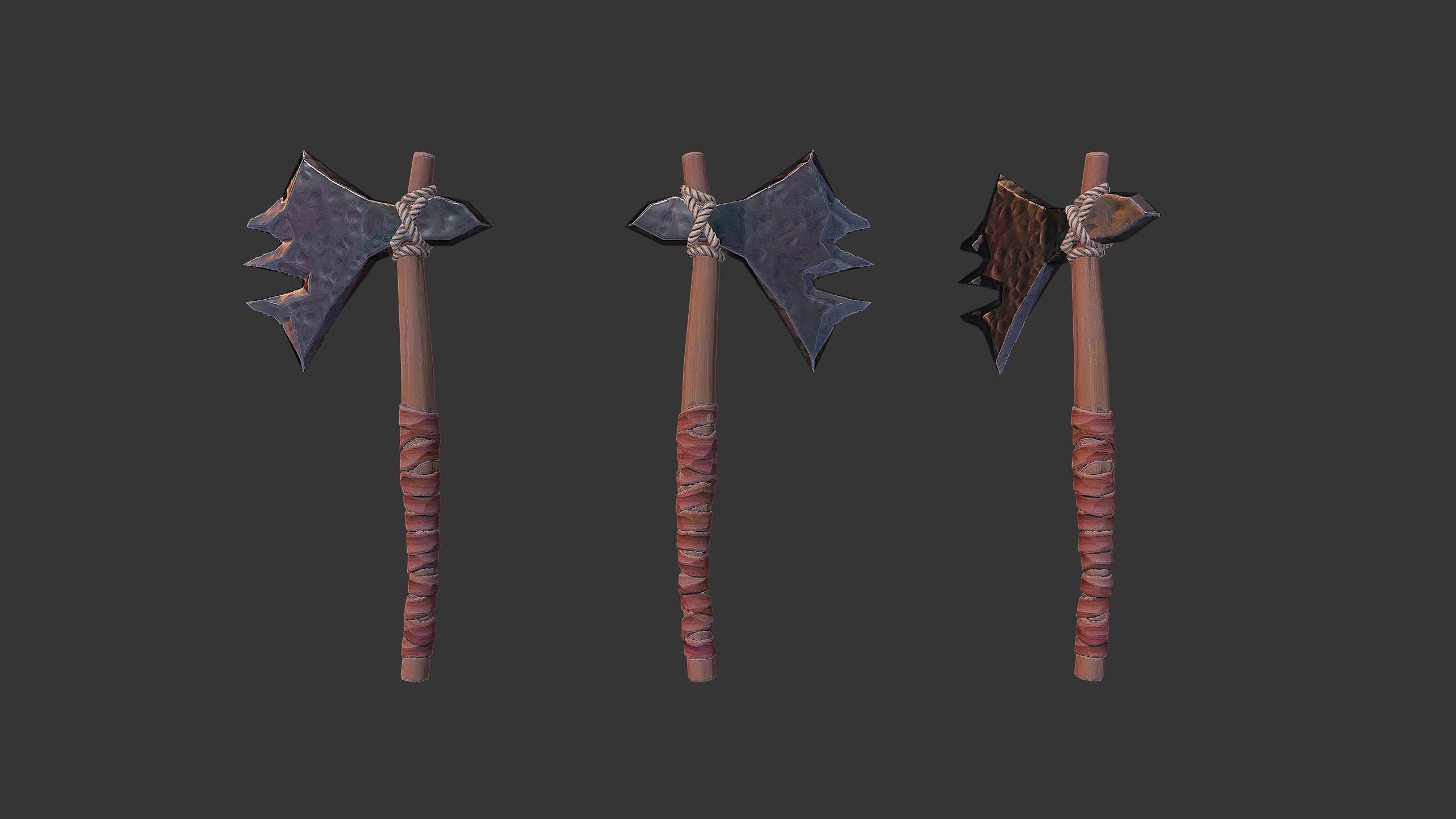 Axe Pack C Low-poly 3D model_5