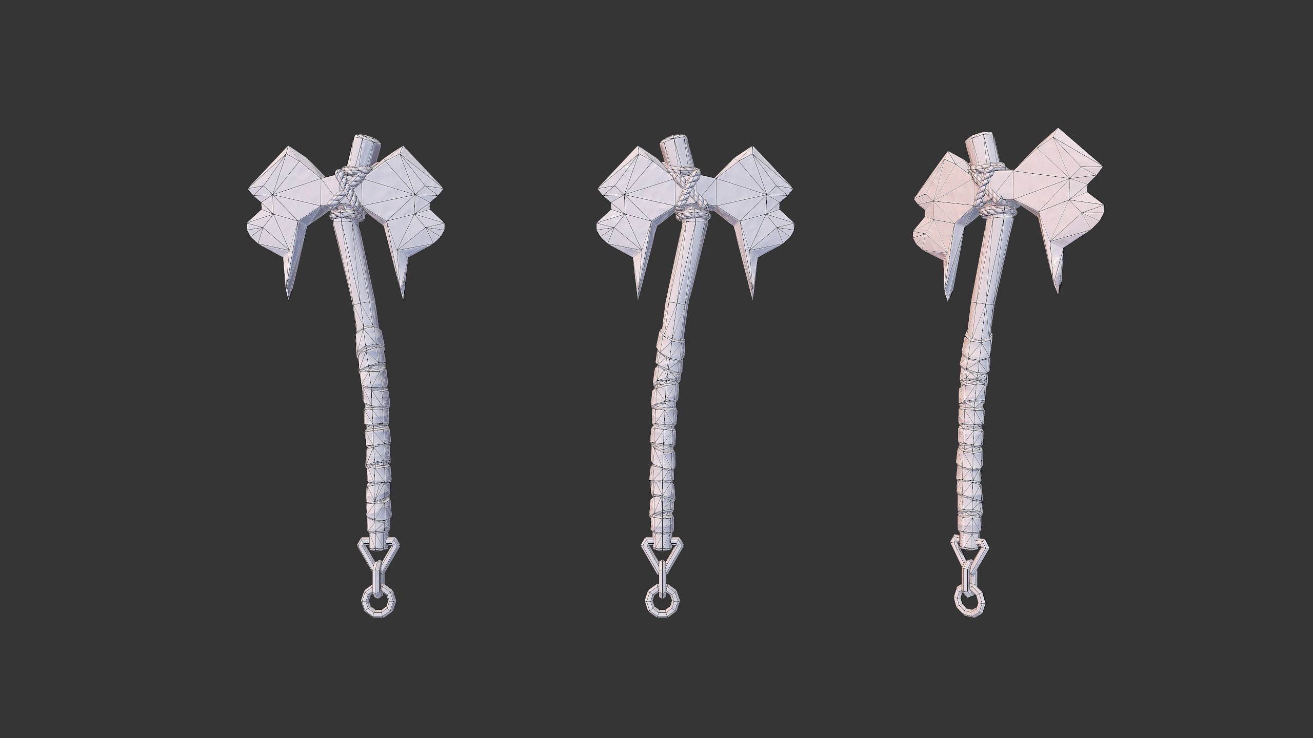 Axe Pack C Low-poly 3D model_4