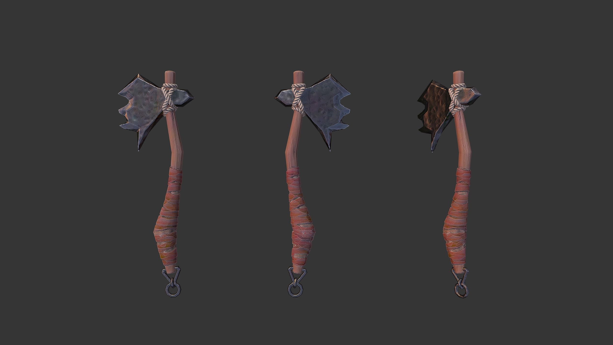 Axe Pack C Low-poly 3D model_9