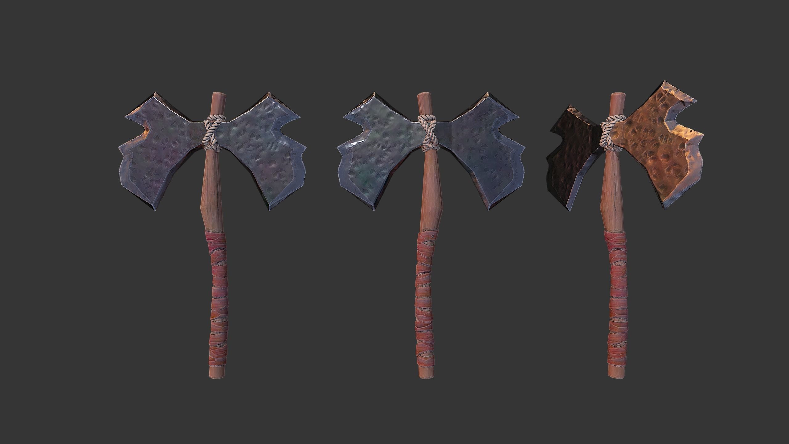 Axe Pack C Low-poly 3D model_11