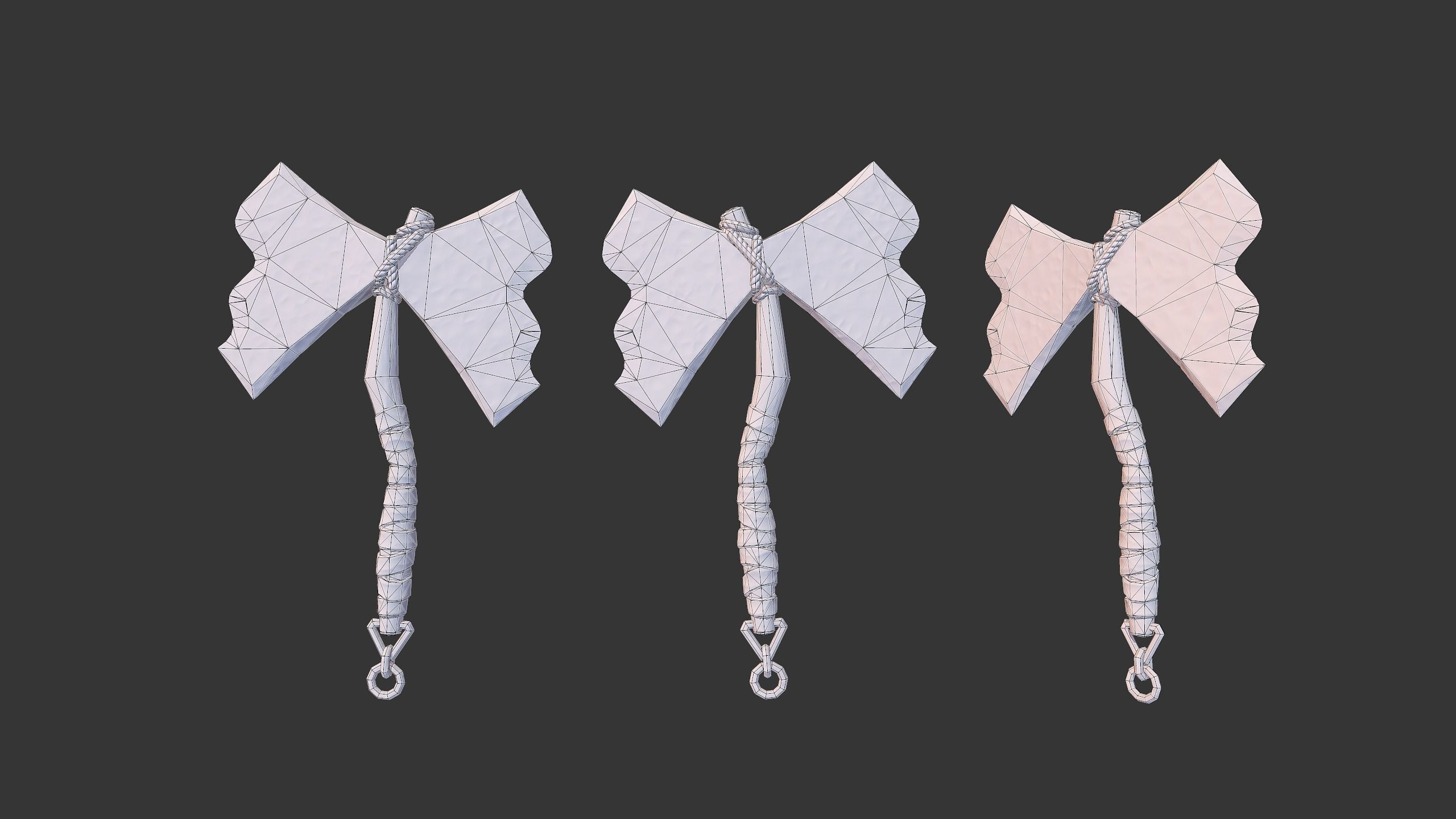 Axe Pack C Low-poly 3D model_16