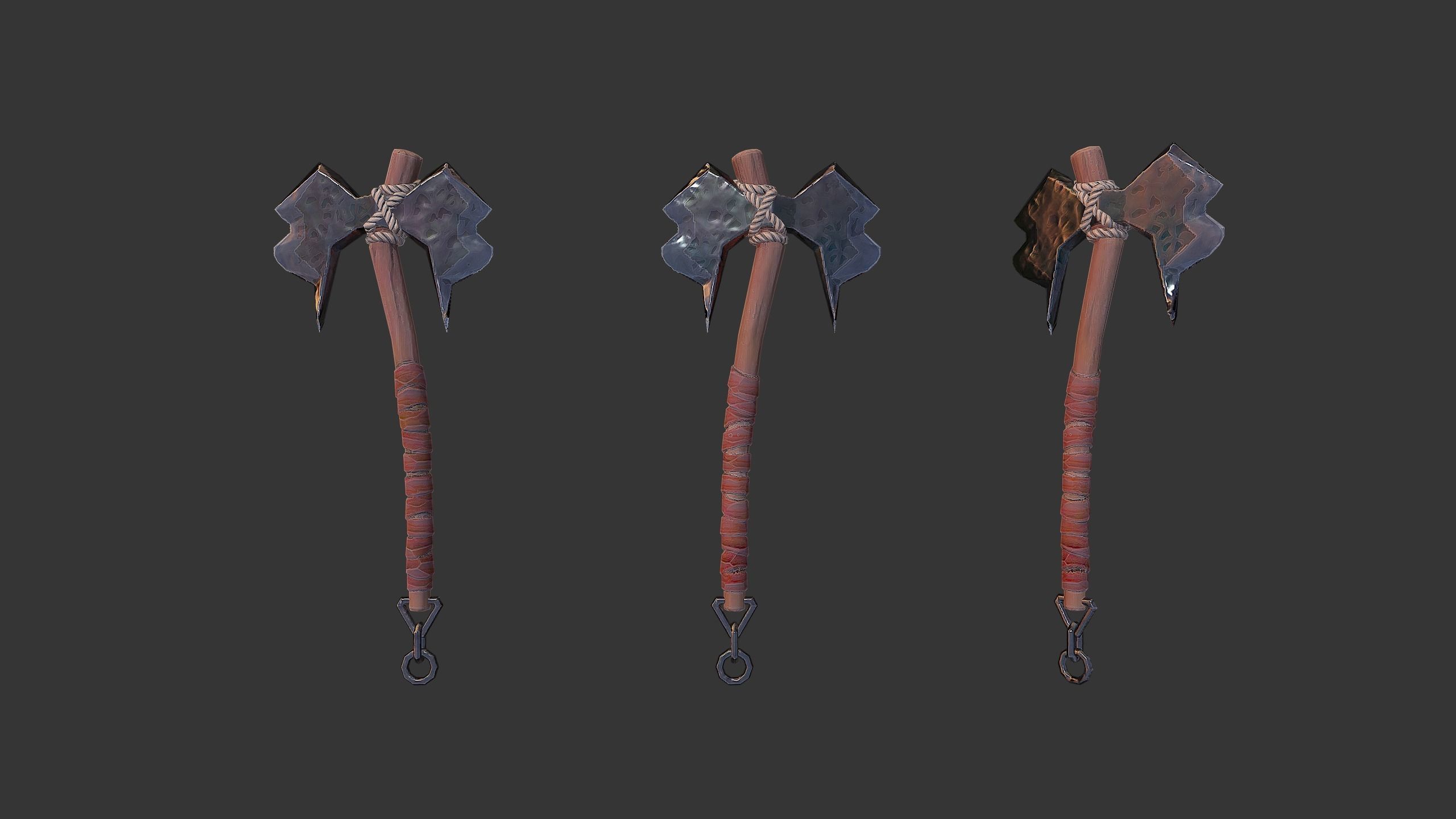 Axe Pack C Low-poly 3D model_3