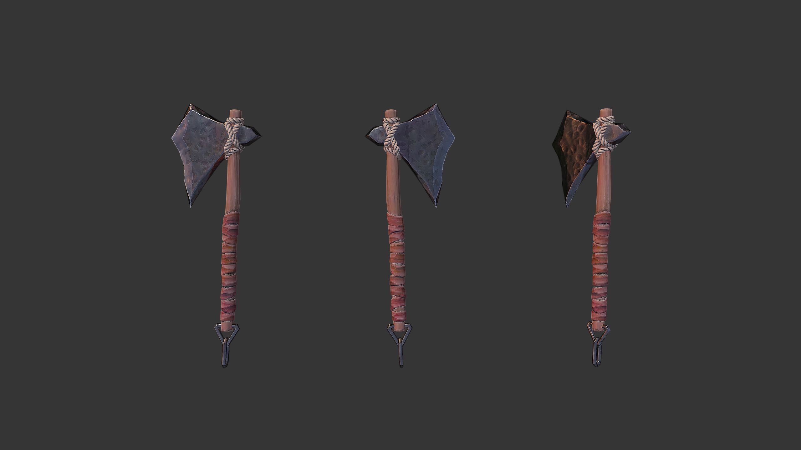 Axe Pack C Low-poly 3D model_7