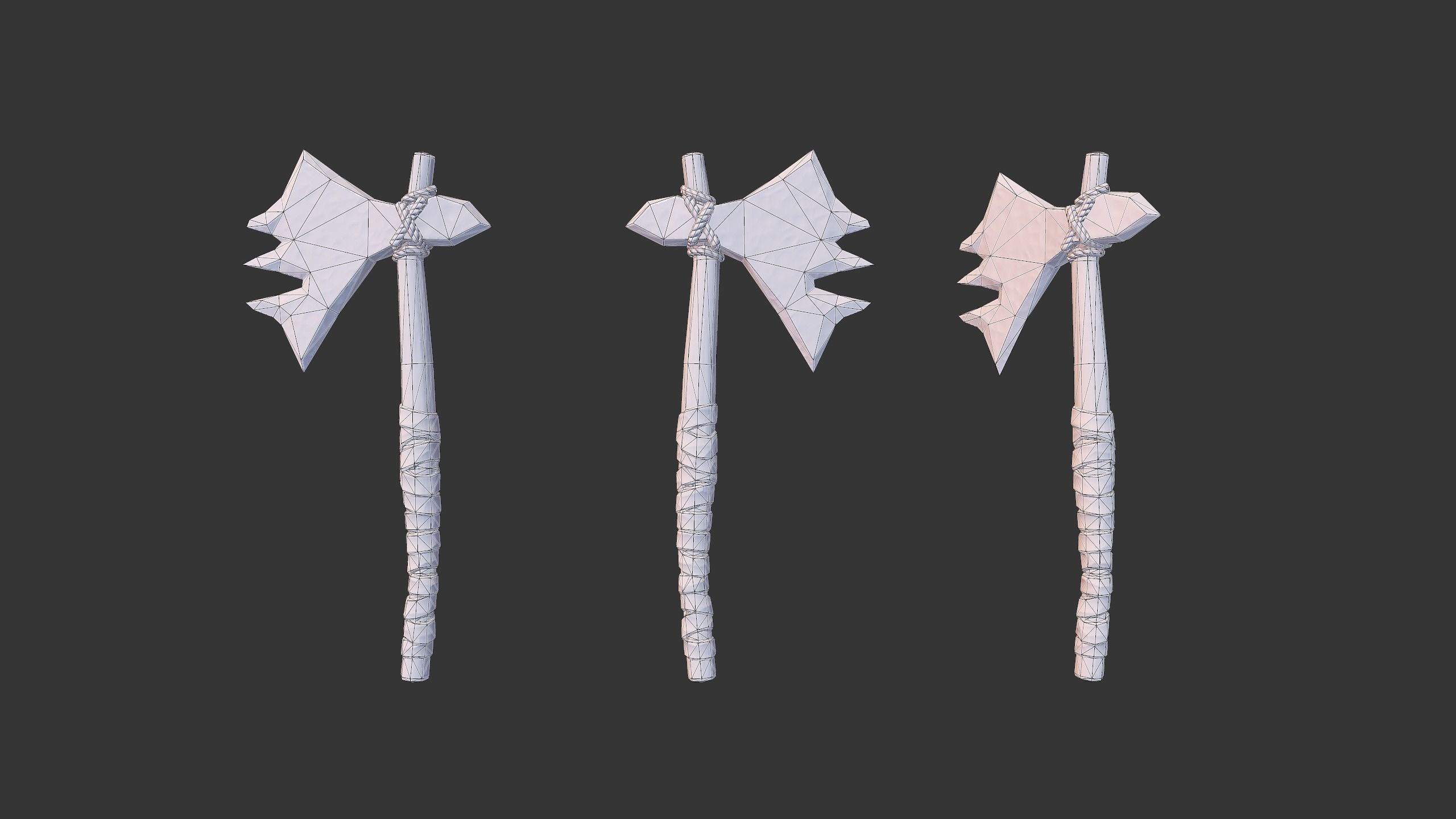 Axe Pack C Low-poly 3D model_6