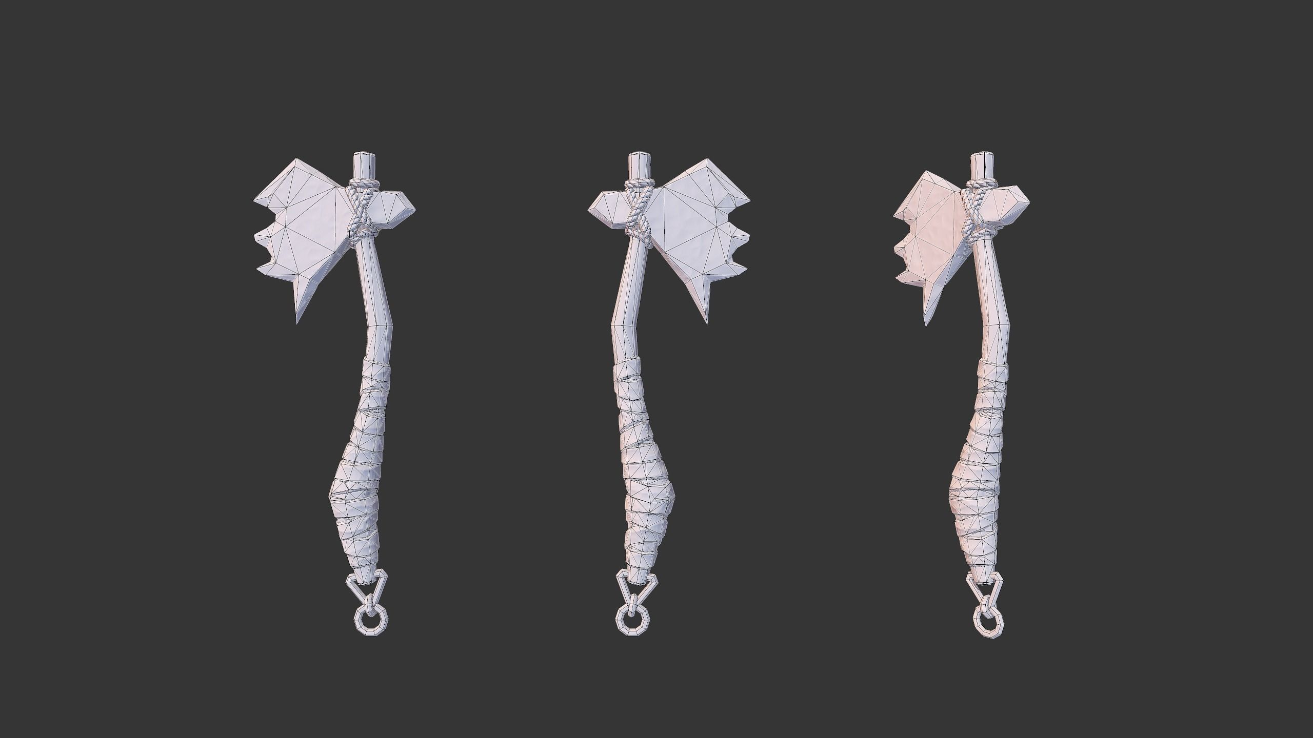 Axe Pack C Low-poly 3D model_10