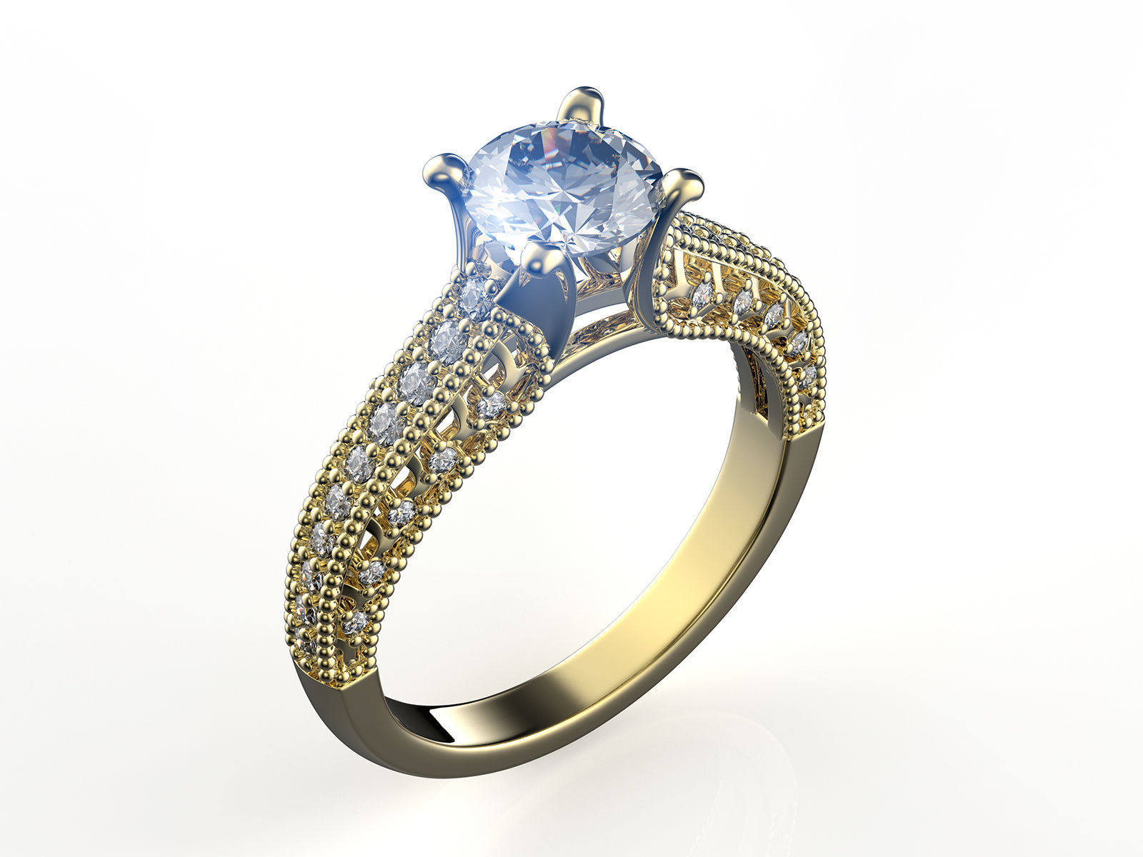 Engagement fashion ring with gem 0064 3D print model_12