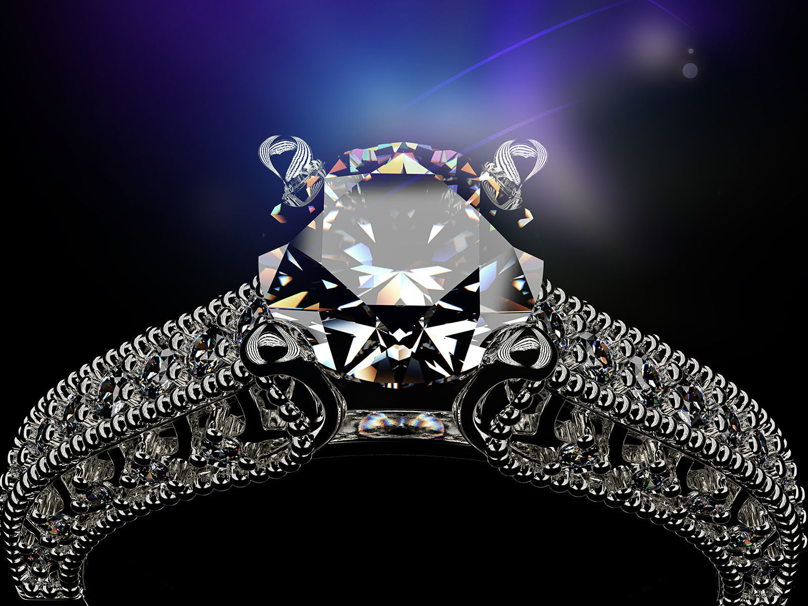 Engagement fashion ring with gem 0064 3D print model_23