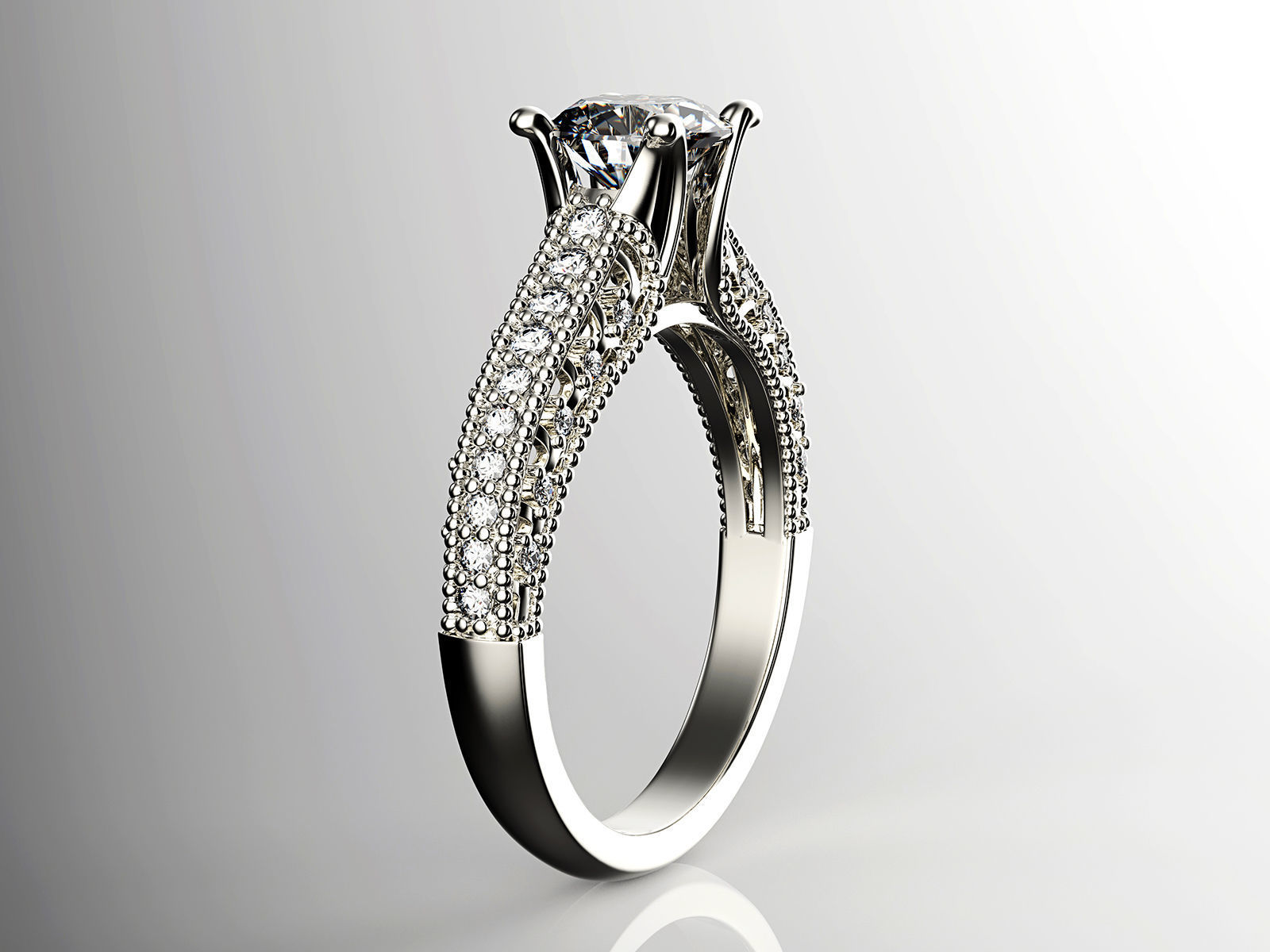 Engagement fashion ring with gem 0064 3D print model_1