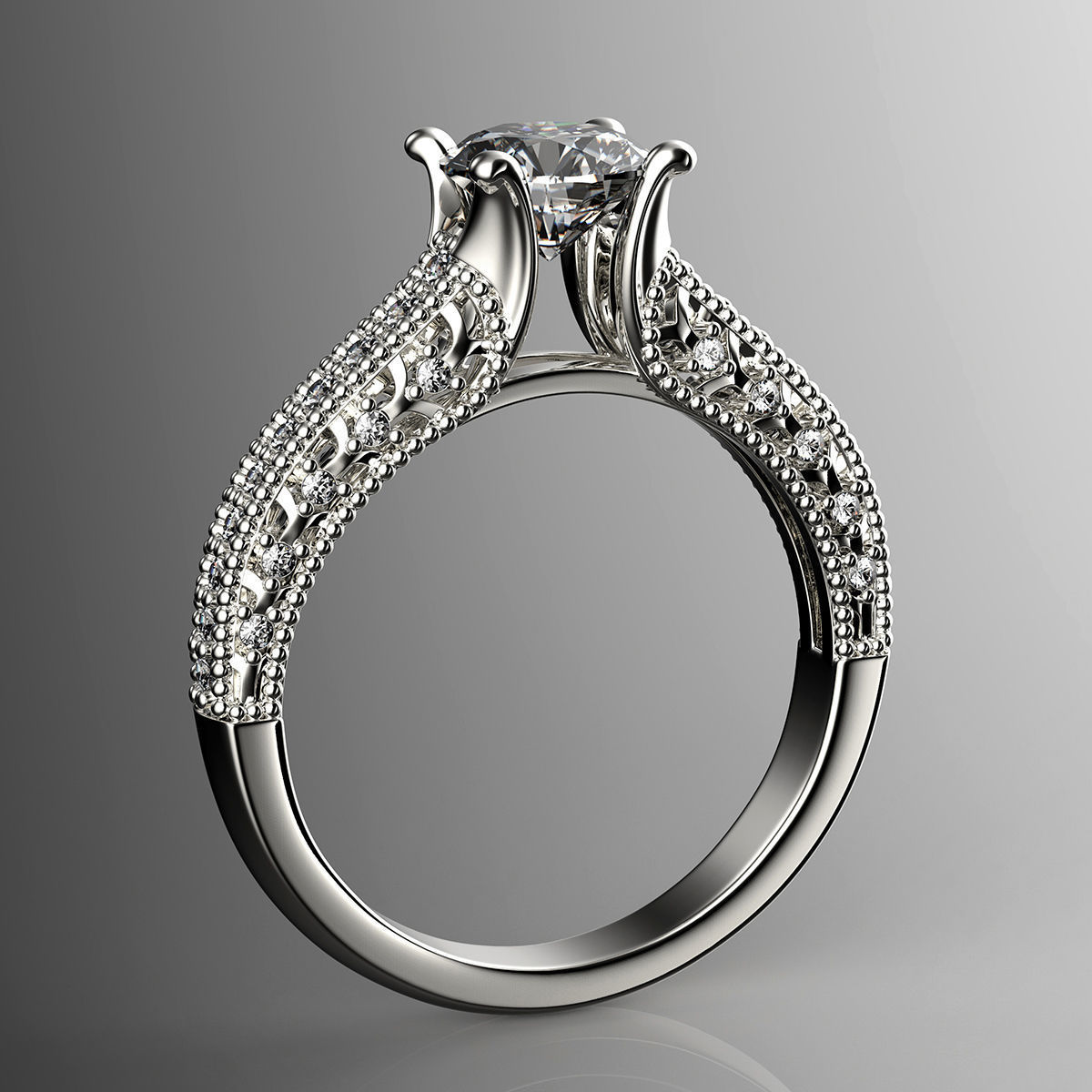Engagement fashion ring with gem 0064 3D print model_24