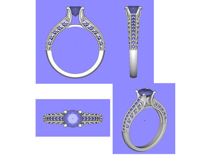 Engagement fashion ring with gem 0064 3D print model_29