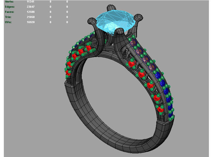 Engagement fashion ring with gem 0064 3D print model_27
