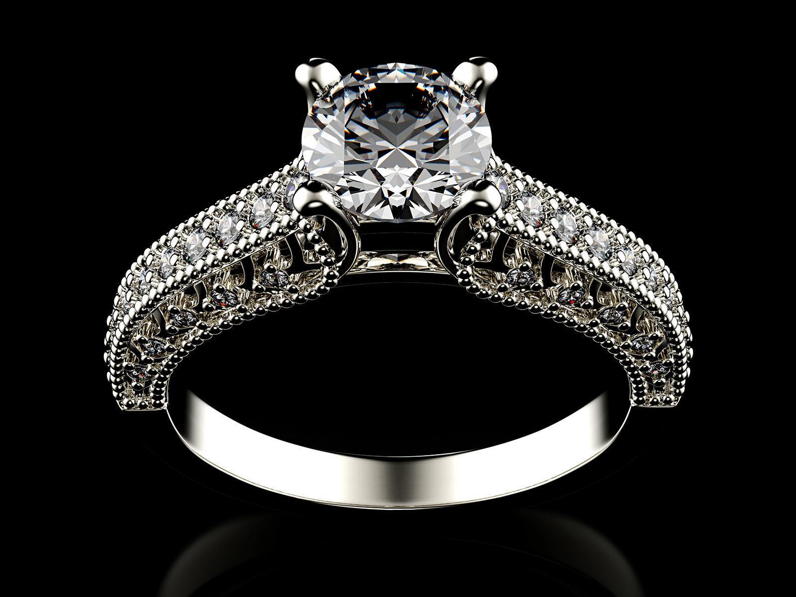Engagement fashion ring with gem 0064 3D print model_18