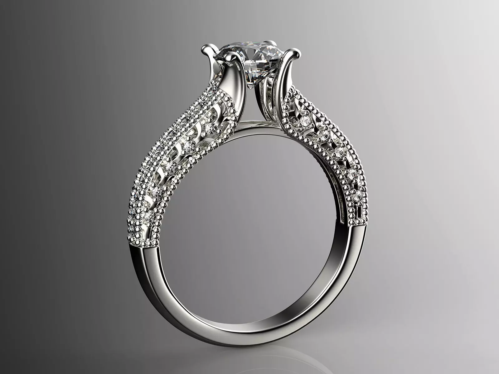 Engagement fashion ring with gem 0064 3D print model_0