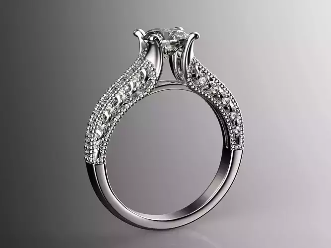 Engagement fashion ring with gem 0064 3D print model Engagement fashion ring with gem 0064 3D print model
