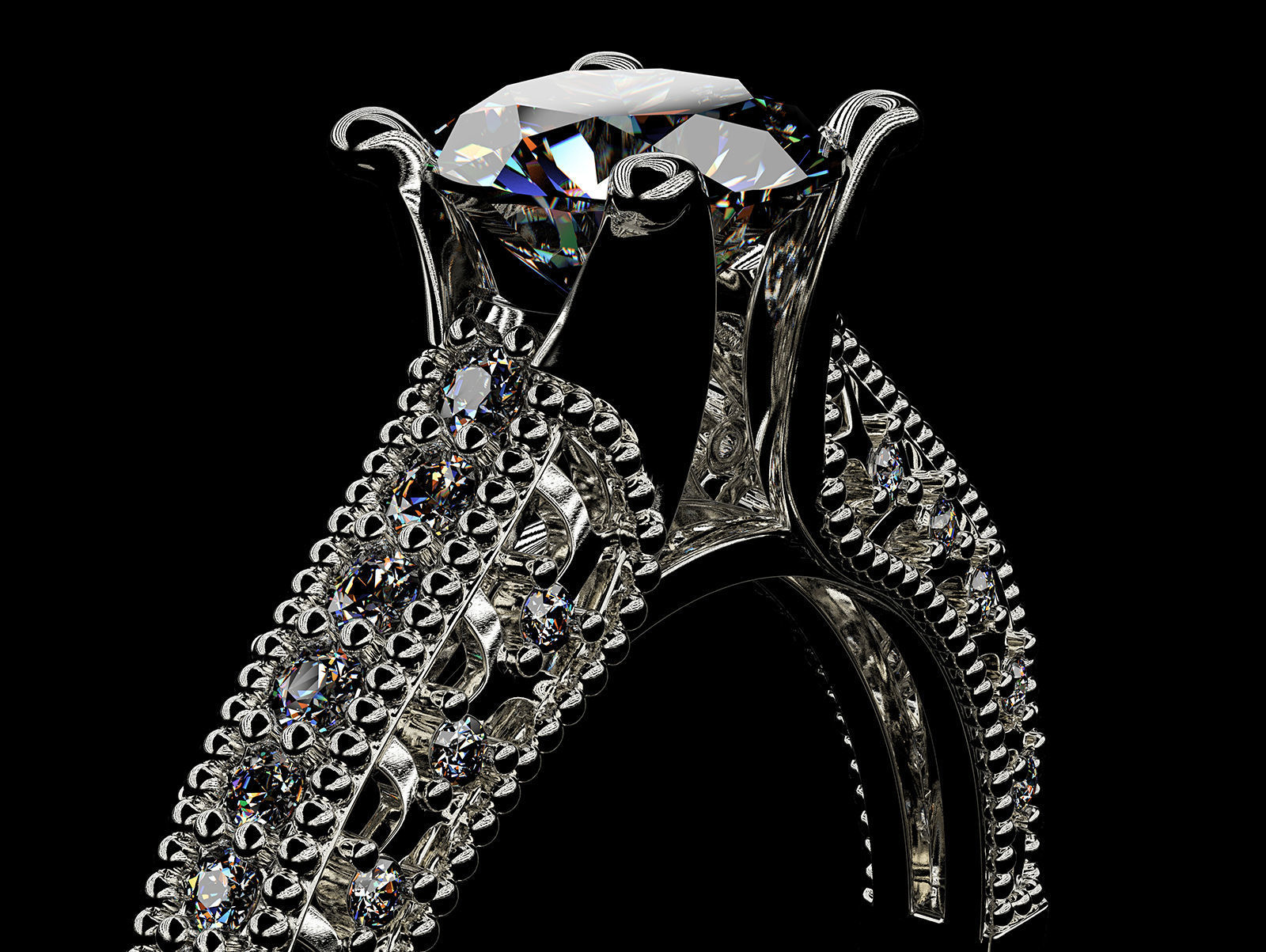 Engagement fashion ring with gem 0064 3D print model_19