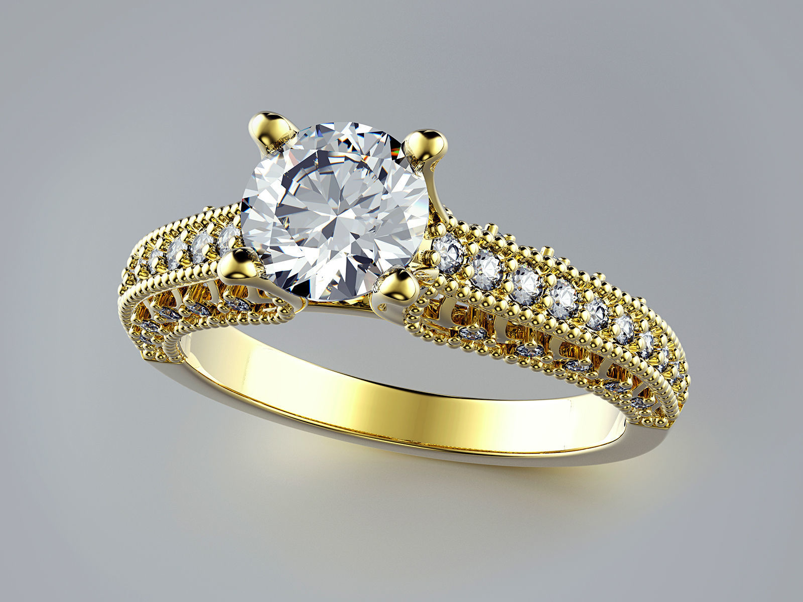 Engagement fashion ring with gem 0064 3D print model_14