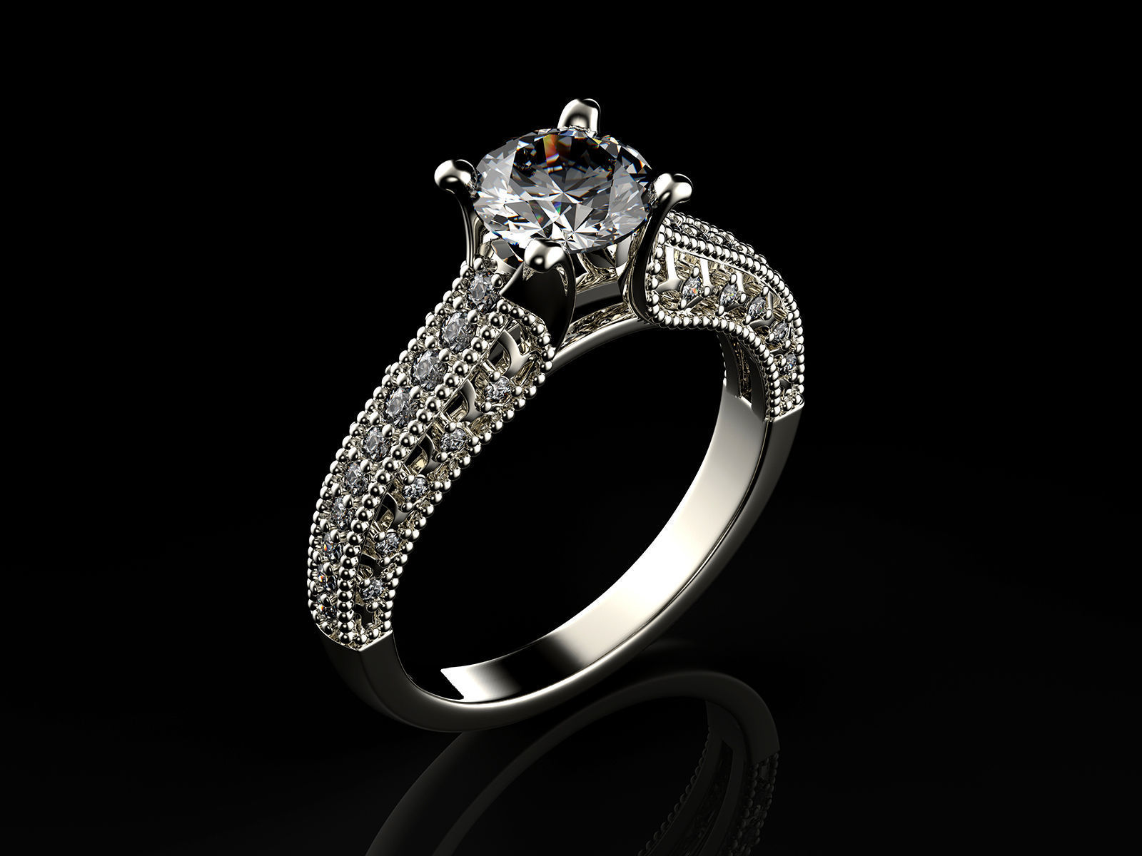 Engagement fashion ring with gem 0064 3D print model_8