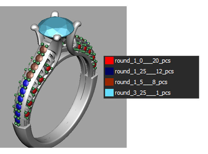 Engagement fashion ring with gem 0064 3D print model_25