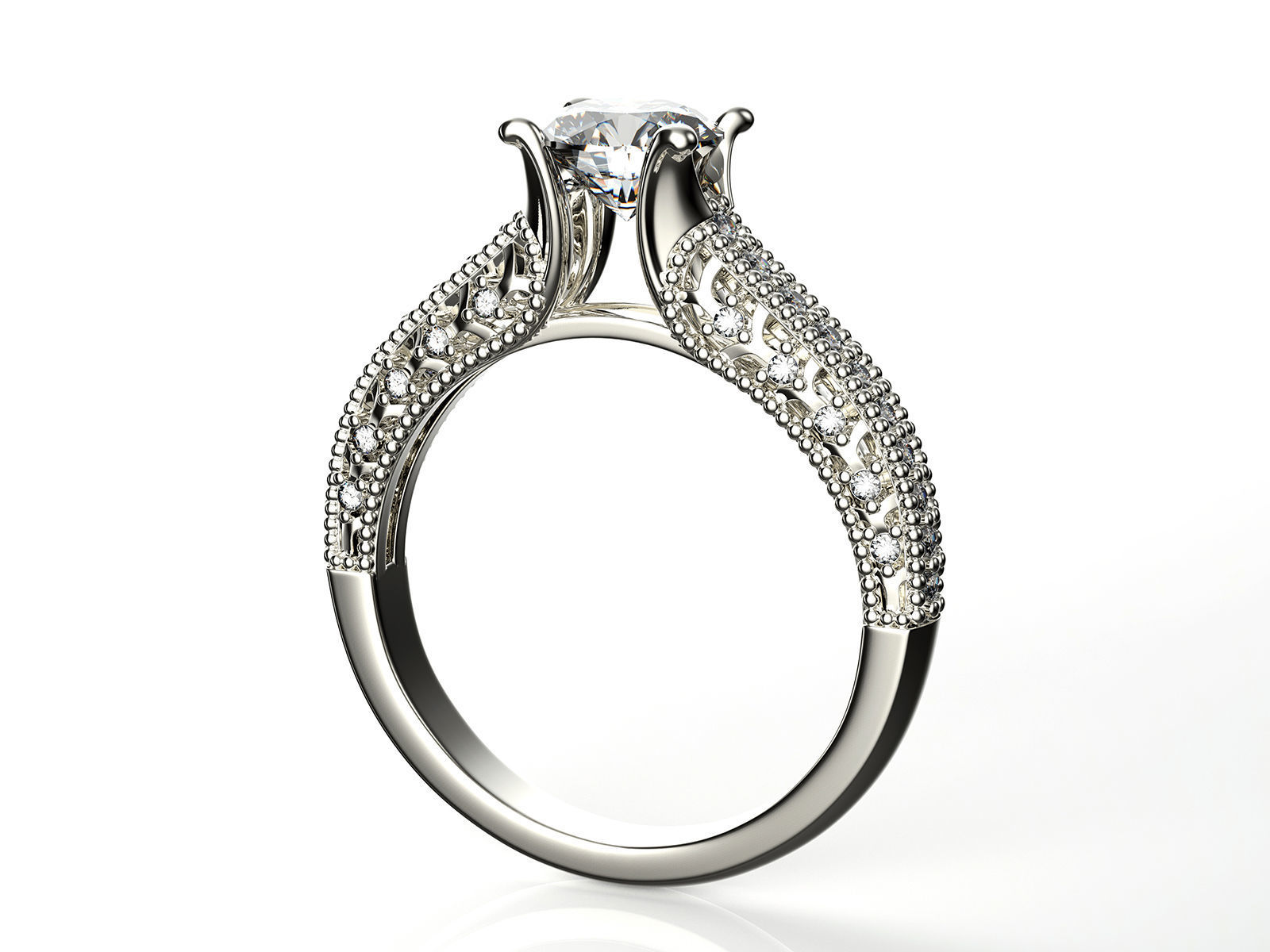 Engagement fashion ring with gem 0064 3D print model_6