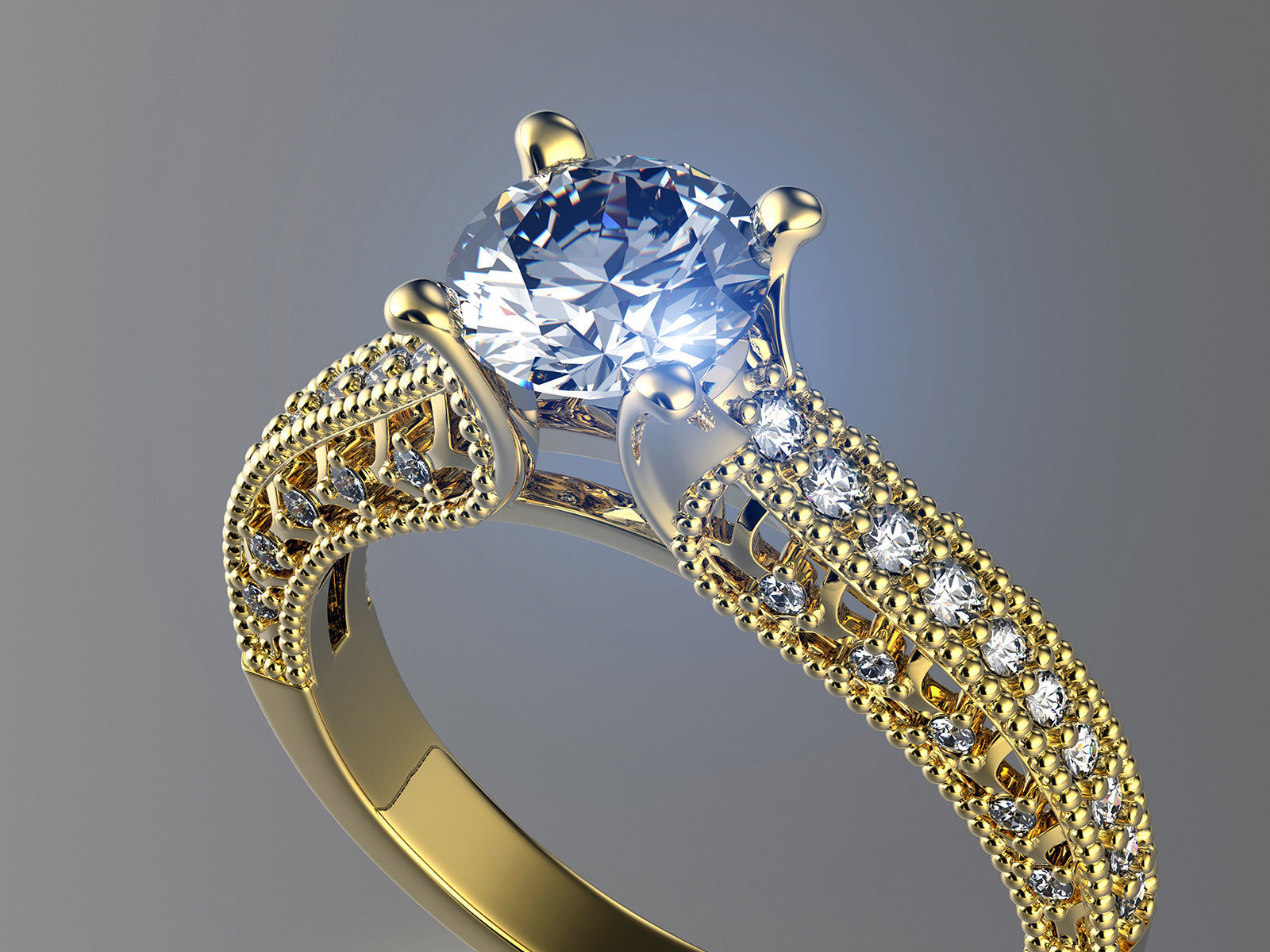 Engagement fashion ring with gem 0064 3D print model_13
