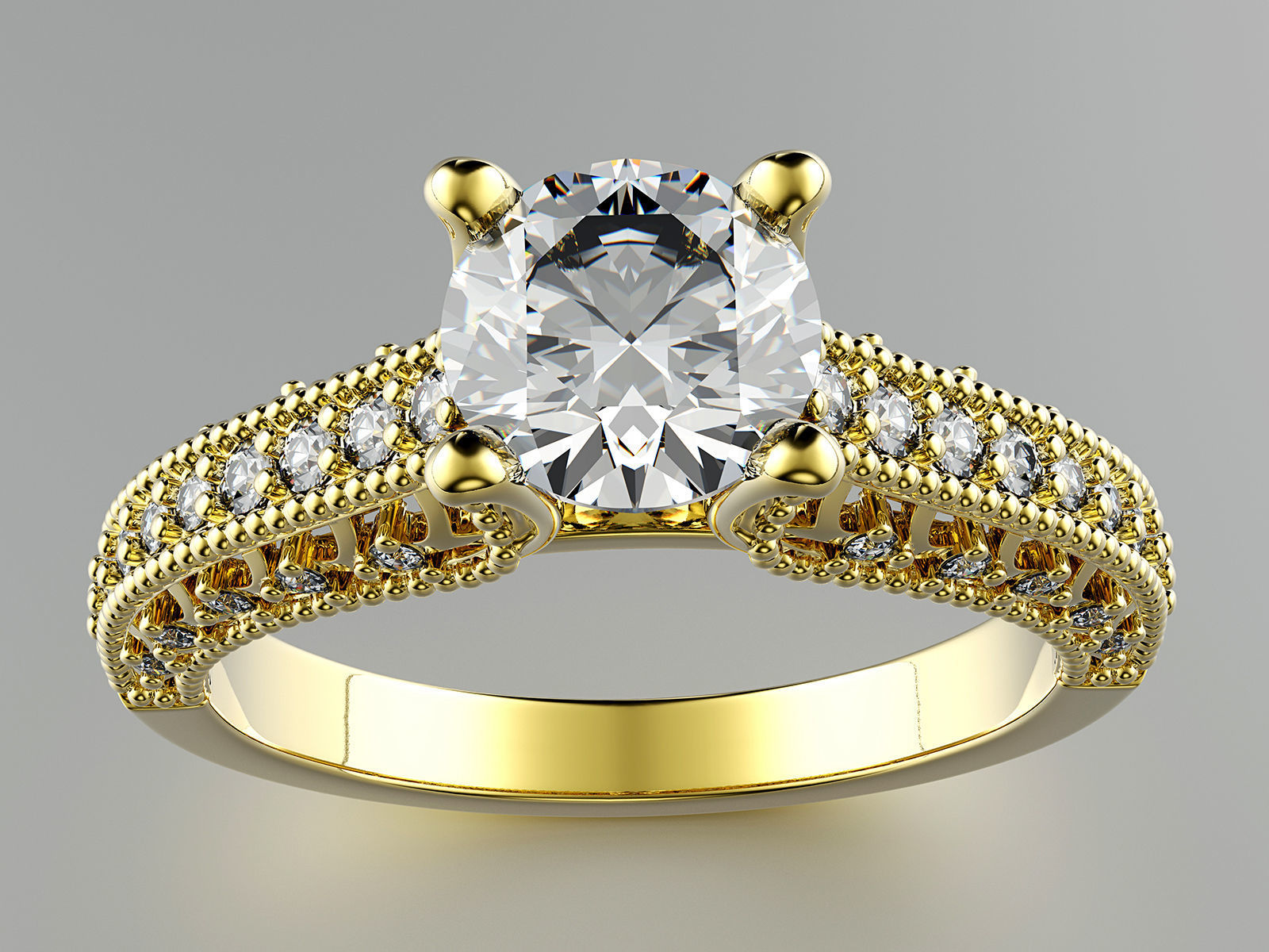 Engagement fashion ring with gem 0064 3D print model_15