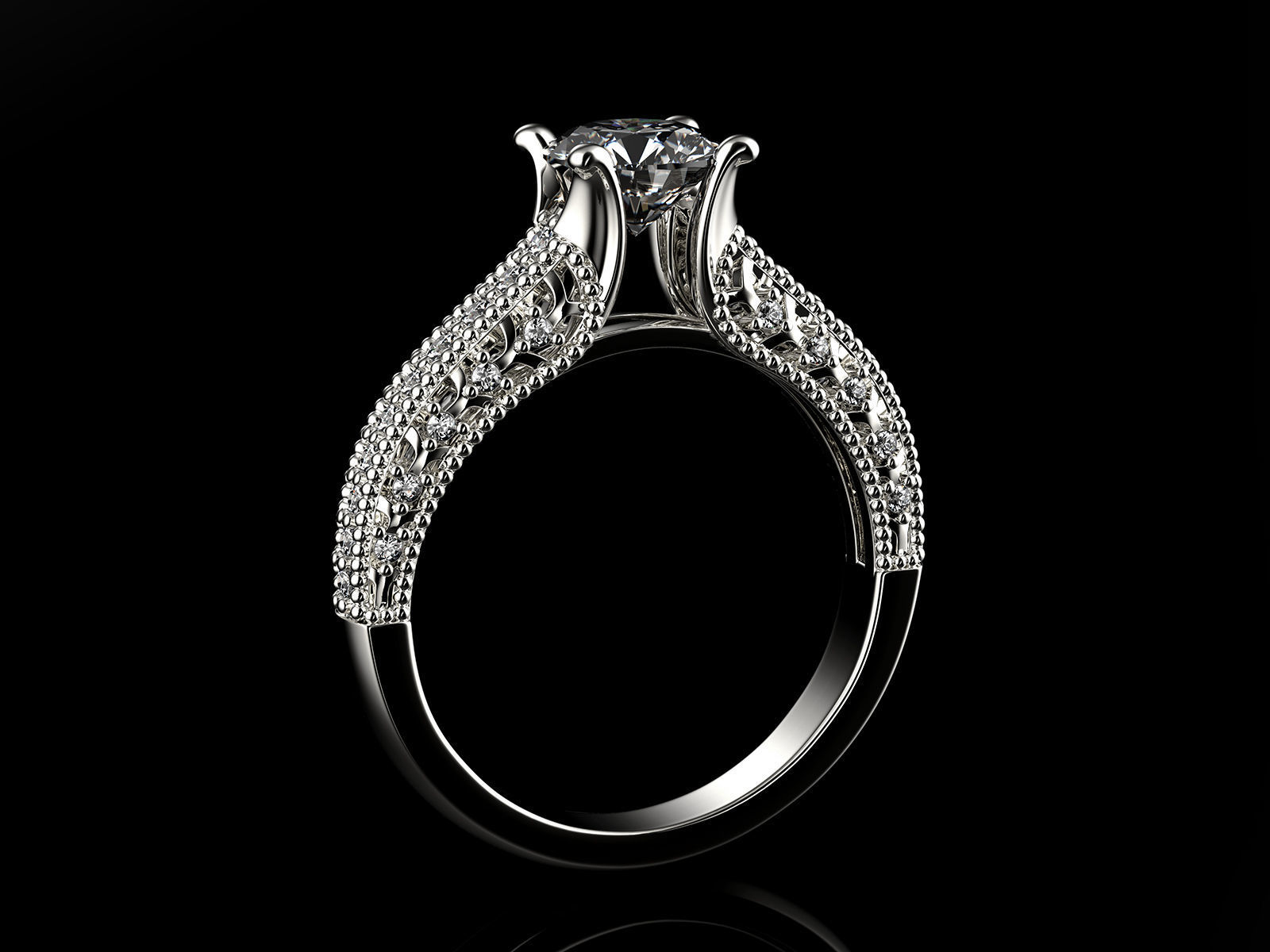 Engagement fashion ring with gem 0064 3D print model_5